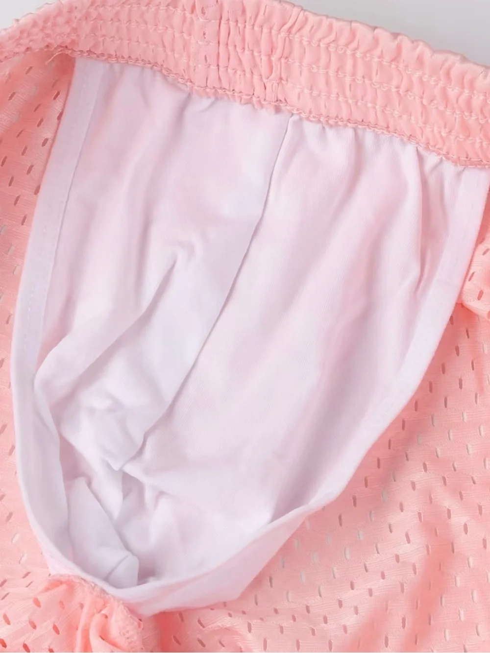 Vintage Pink Mesh Athletic Shorts for Men